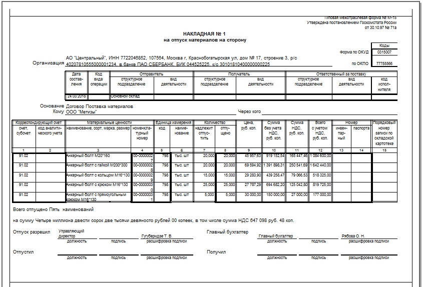 Накладная на материалы. Товарная накладная форма м-15. М-15 накладная на отпуск материалов. Форма н-15 накладная. Накладная на отпуск материалов на сторону (форма № м-15).